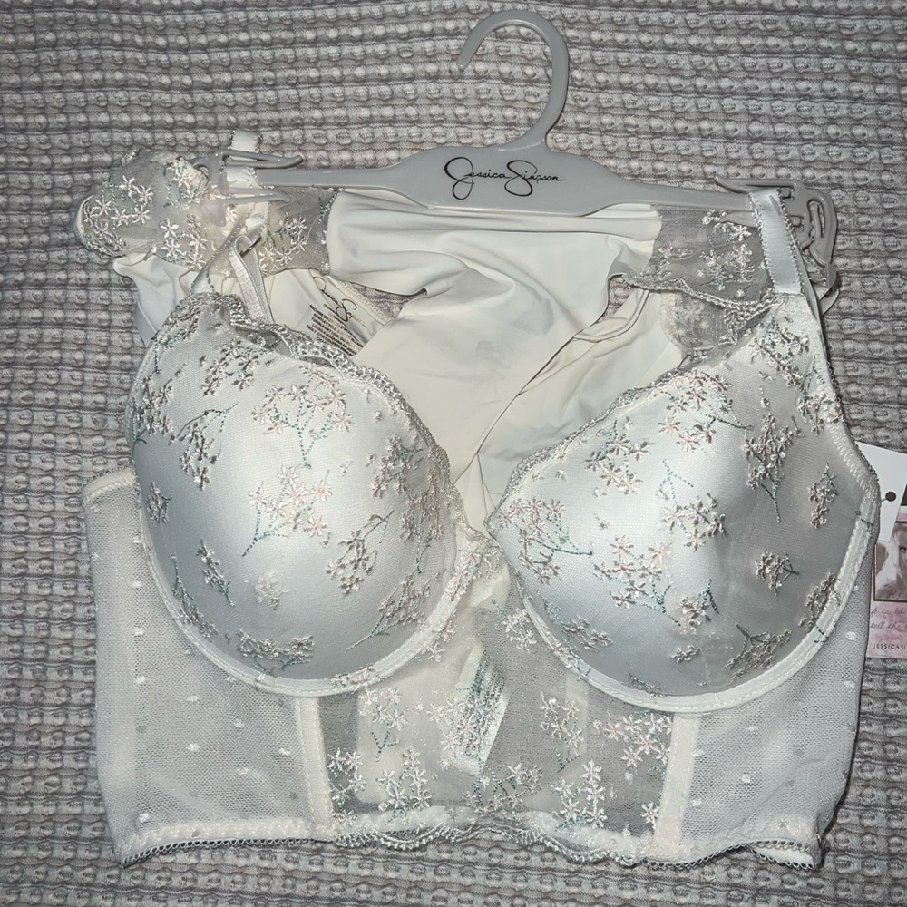 Jessica Simpson Ivory Floral Lace Bustier
